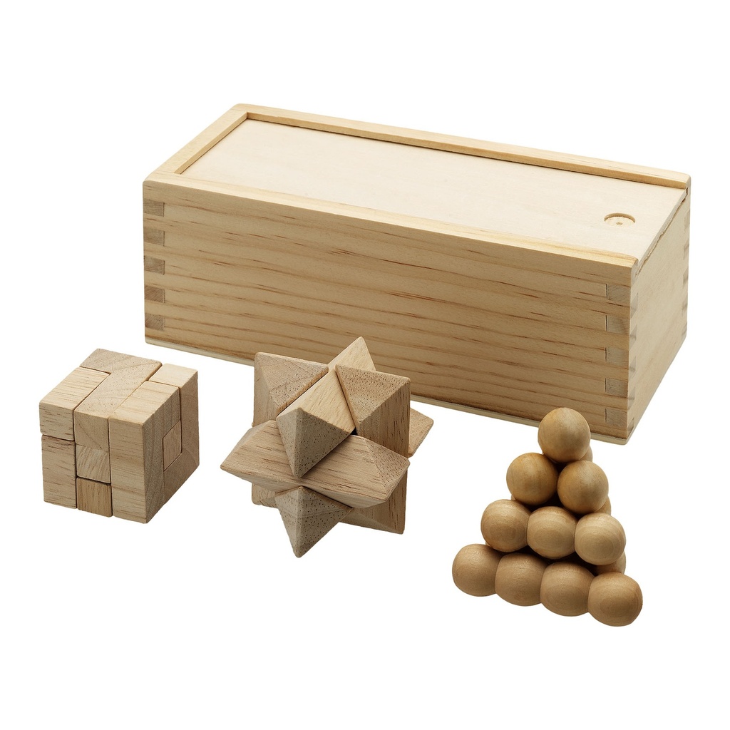 Brainiac 3-piece wooden brain teaser set
