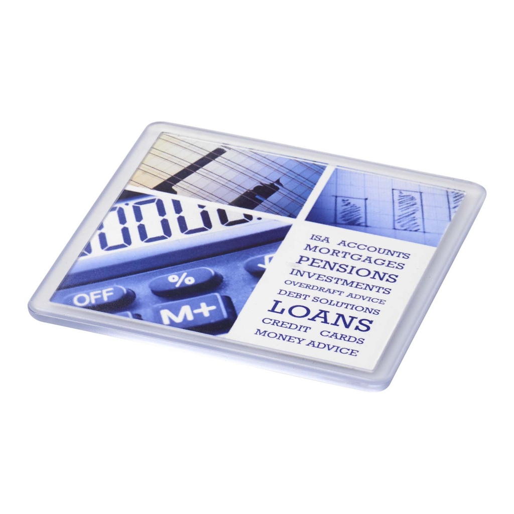 Ellison square plastic coaster with paper insert