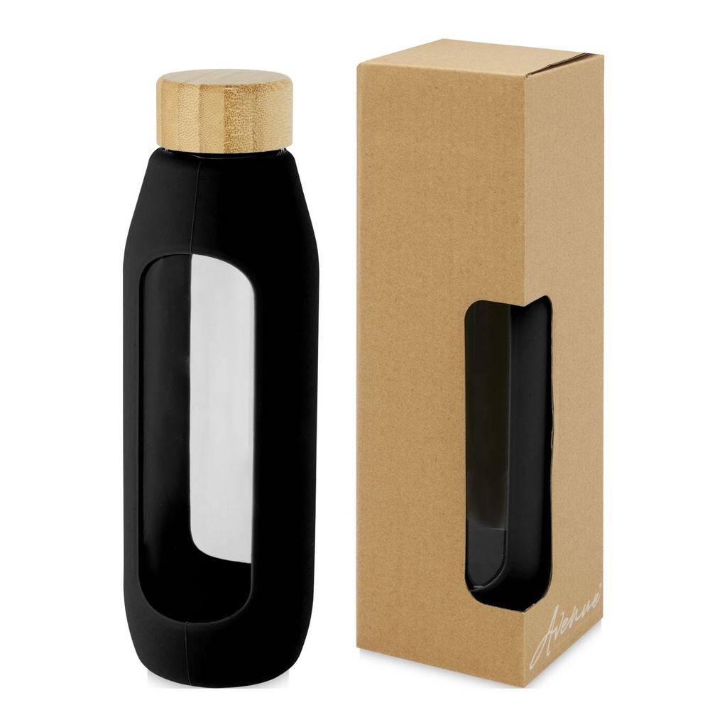 Tidan 600 ml borosilicate glass bottle with silicone grip