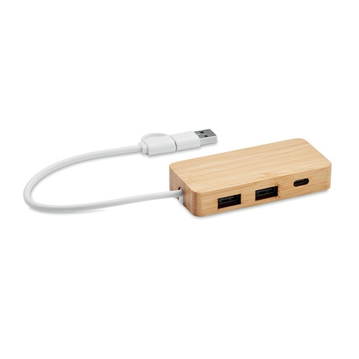 [MO2143-40] Bamboo Usb 3 Ports Hub