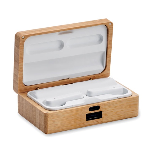 [MO2303-40] Tws Earbuds In Bamboo Case