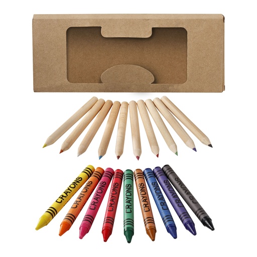 [10678800] Lucky 19-piece coloured pencil and crayon set