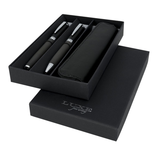 [10711000] Carbon duo pen gift set with pouch (black ink)