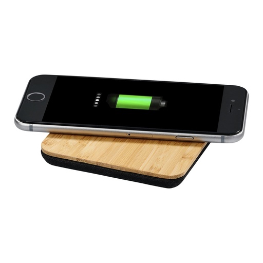 [12411800] Leaf 5W bamboo and fabric wireless charging pad
