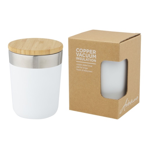 Lagan 330 ml copper vacuum insulated stainless steel tumbler with bamboo lid